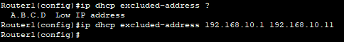 dhcp excluded address