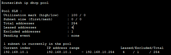show ip dhcp pool