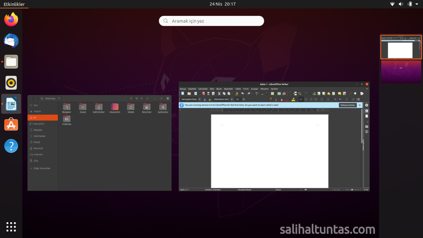 Ubuntu GNOME Etkinlikler